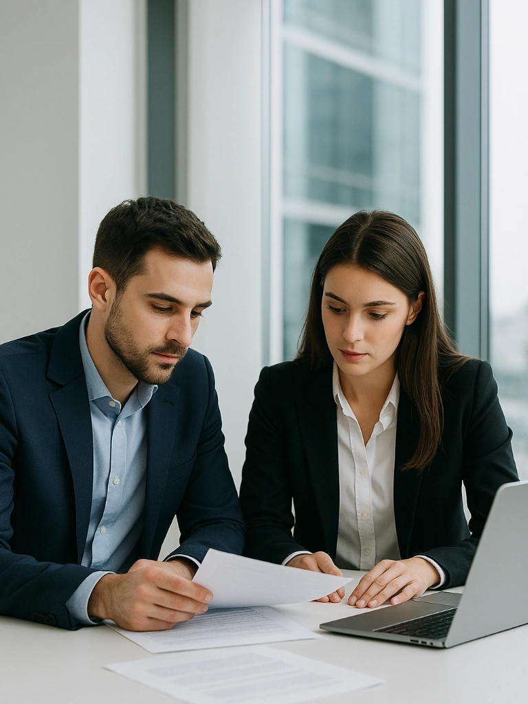 evaluación de experiencia y formación en proceso de selección Consultores de recursos humanos revisando candidaturas de recursos humanos